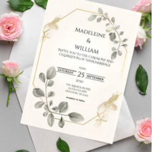 Einladung zur Minimalistischen Goldhochzeit