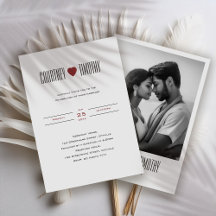 Einladung zur Minimalistischen Herzhochzeit mit Fo