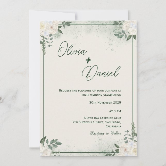 Einladung zur Minimalistischen Hochzeit (Vorderseite)