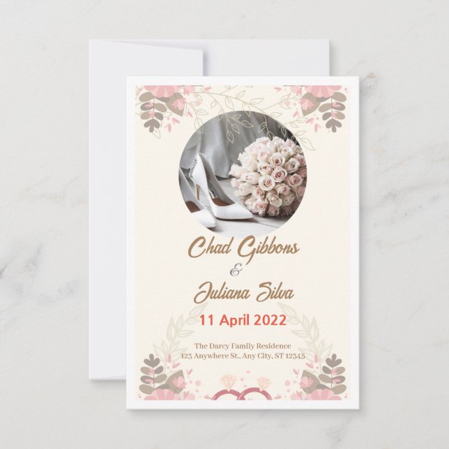 Einladung zur Minimalistischen Hochzeit (Vorderseite)