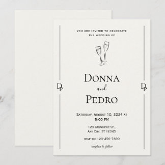 Einladung zur Minimalistischen Hochzeit in Gray Bl
