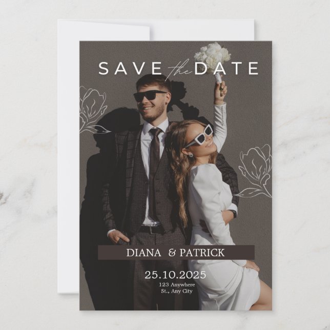Einladung zur Minimalistischen Hochzeit von Brown  (Vorderseite)