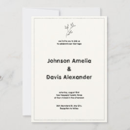 Einladung zur Minimalistischen Hochzeit von Creme