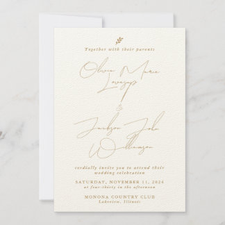 Einladung zur Minimalistischen Hochzeit von Gold