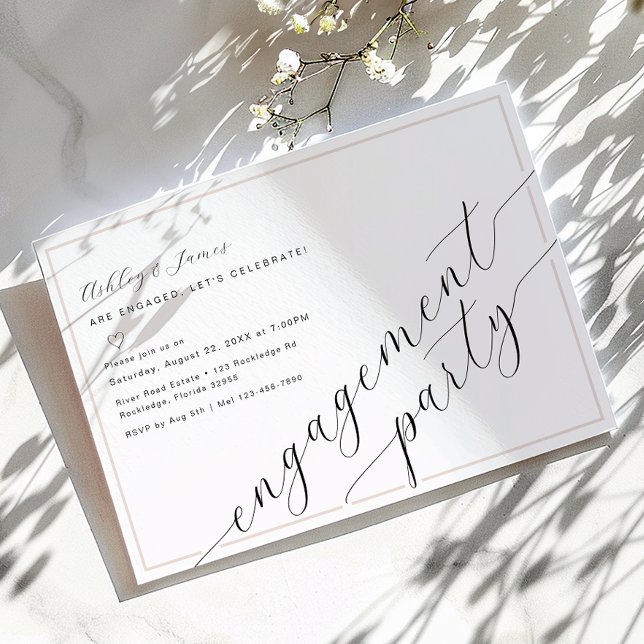Einladung zur Minimalistischen Kalligraphie-Engage (Engagement Party Invitation)