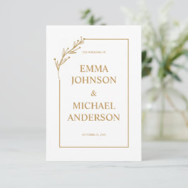 Einladung zur Minimalistischen White & Gold Hochze