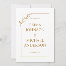 Einladung zur Minimalistischen White & Gold Hochze