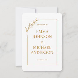 Einladung zur Minimalistischen White & Gold Hochze