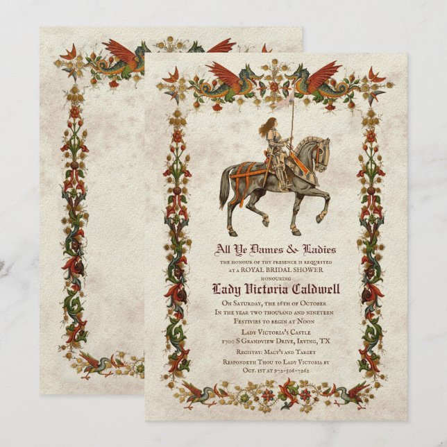 Einladung zur mittelalterlichen Renaissance Bridal (Vorne/Hinten)