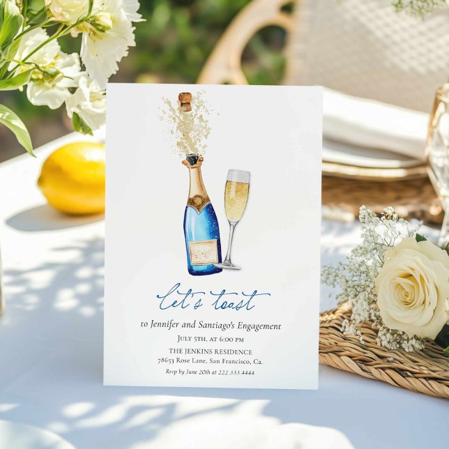 Einladung zur Modernen Champagner-Engagement (Modern Let's Toast Engagement Party Invitation)