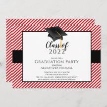 Einladung zur Modernen Stripe Grad Cap Graduation 