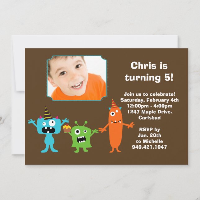 Einladung zur Monster Geburtstagspartei (Vorderseite)