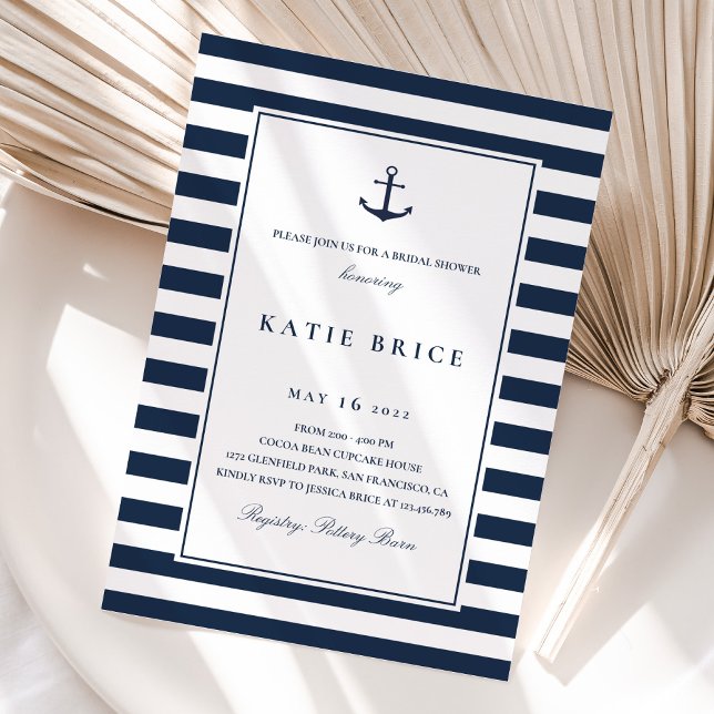 Einladung zur Nautic Navy Anchor Bridal Dusche (Von Creator hochgeladen)