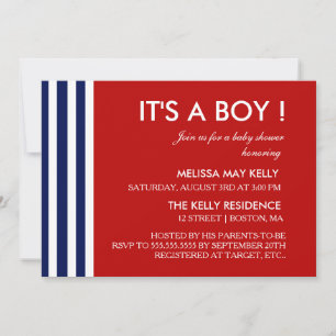 Einladung zur Navy & Red Nautical Baby Shower
