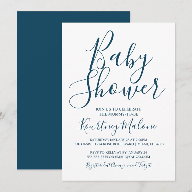 Einladung zur Navy- und White-Baby-Dusche (Vorne/Hinten)