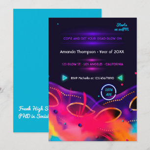 Einladung zur Neon Glow Graduation Party