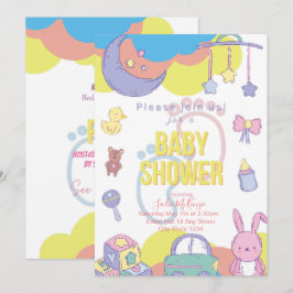Einladung zur neutralen Pastel-Babydusche