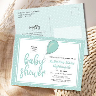 Einladung zur neutralen Pastel Green Baby Dusche Postkarte
