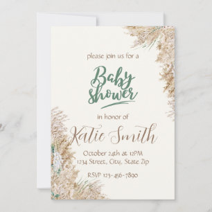 Einladung zur neutralen Tone Boho Babydusche