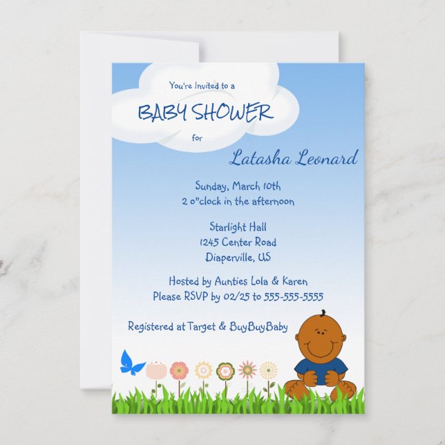 Einladung zur niedlichen American Baby Boy Dusche (Vorderseite)