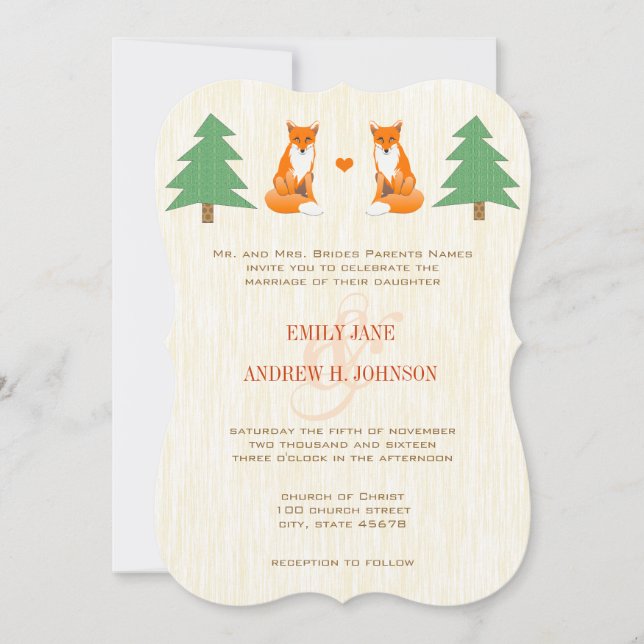 Einladung zur niedlichen Fox-Hochzeit (Vorderseite)