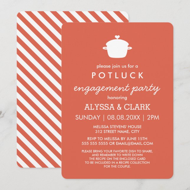 Einladung zur niedlichen Potluck-Engagement-Partei (Vorne/Hinten)