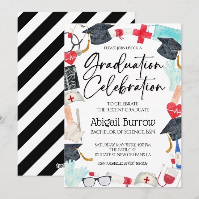 Einladung zur Nursing School Graduation Party (Vorne/Hinten)