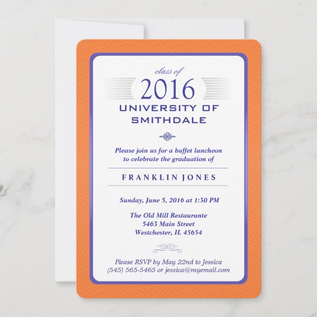 Einladung zur Orange & Blue Formal Graduation Part (Vorderseite)