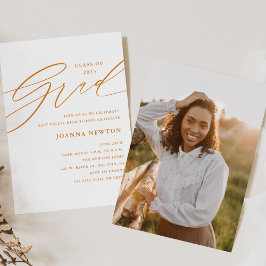 Einladung zur Orange Minimalistisch Graduation Par