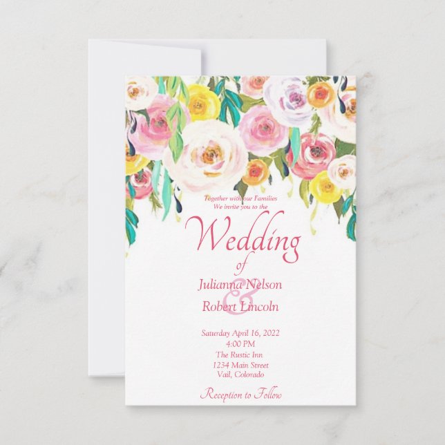 Einladung zur Pastelblütenhochzeit (Vorderseite)