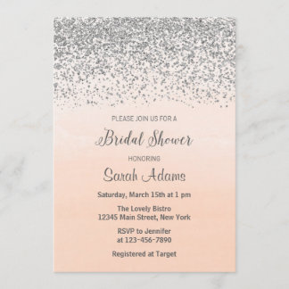 Einladung zur Peach and Silver Bridal Dusche