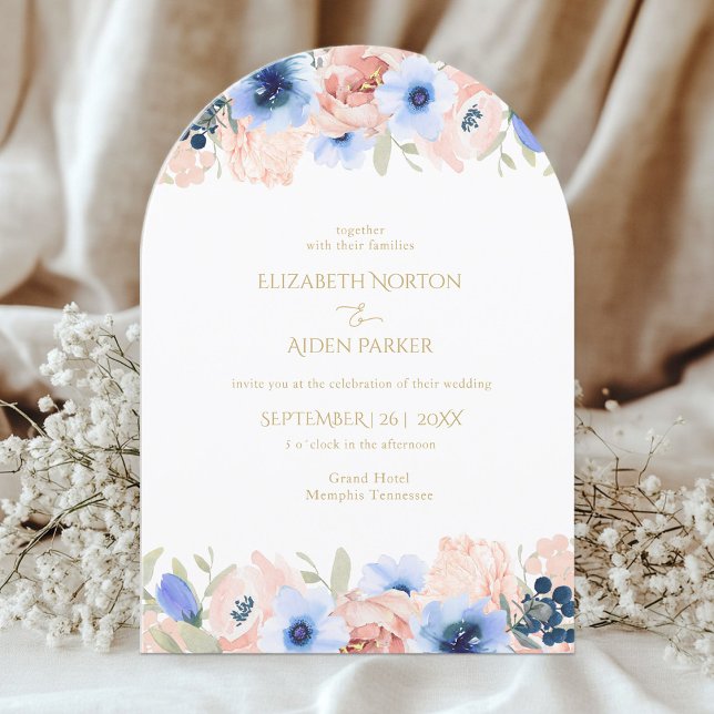 Einladung zur Peach Blue Wedding Collection (Peach Blue Arch Wedding Collection Invitation)