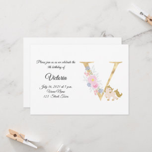 Einladung zur personalisierten Pony Girl Monogram-