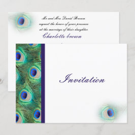 Einladung zur Pfauenhochzeit in Blau