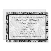 Einladung zur Piano Engagement Party Schwarz-Weiß