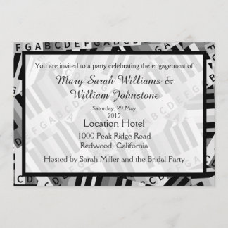 Einladung zur Piano Engagement Party Schwarz-Weiß