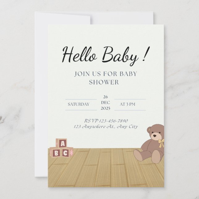 Einladung zur Pink Baby Dusche | Niedlich und eleg (Vorderseite)