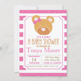 Einladung zur Pink Bear Baby Dusche