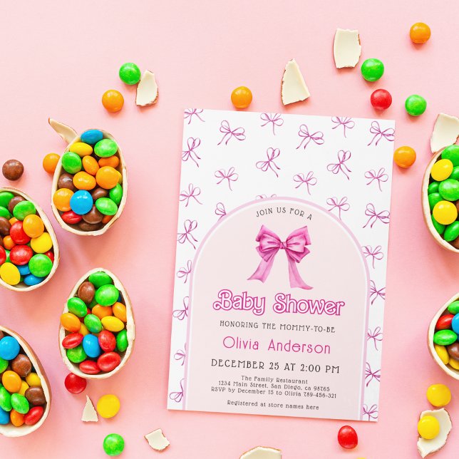 Einladung zur Pink Bow Baby Dusche (Von Creator hochgeladen)