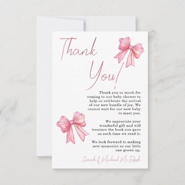 Einladung zur Pink Bow Baby Dusche (Vorderseite)