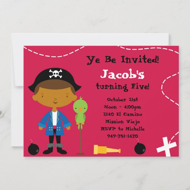 Einladung zur Pirate Birthday Party (Vorderseite)