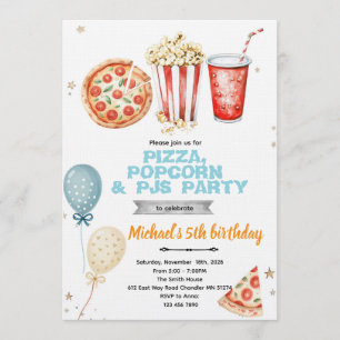 Einladung zur Pizza-Popcorn-und-Pyjama-Party