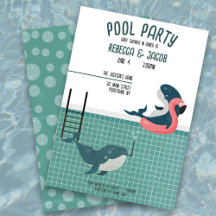 Einladung zur Poolparty-Babyparty für Paare