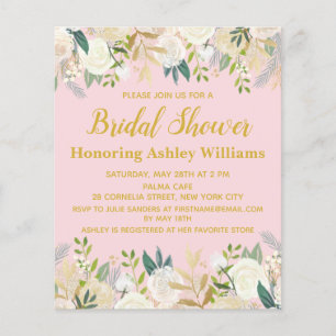 Einladung zur preiswerten Blush Pink & Gold Bridal