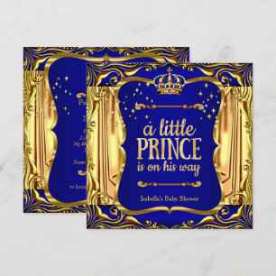 Einladung zur Prinzen-Baby-Party in Blau-Gold