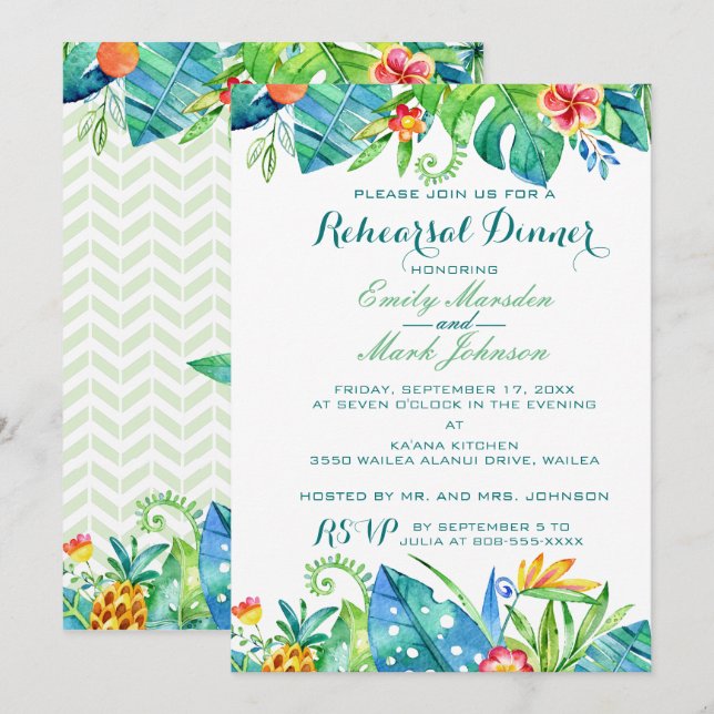 Einladung zur Probe Tropical Floral Wedding (Vorne/Hinten)