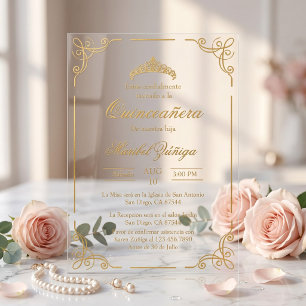 Einladung zur Quinceañera aus Acryl königliche Kro