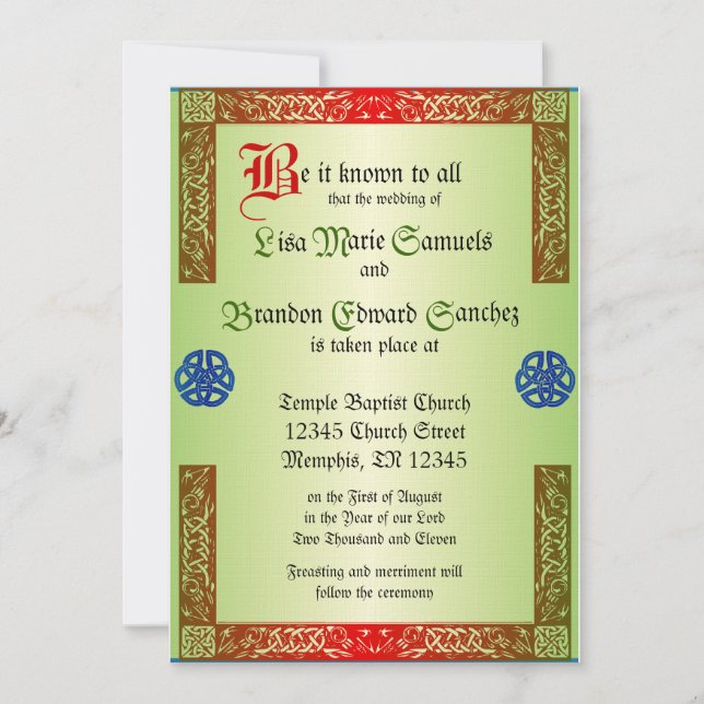 Einladung zur Renaissance Hochzeit (Vorderseite)