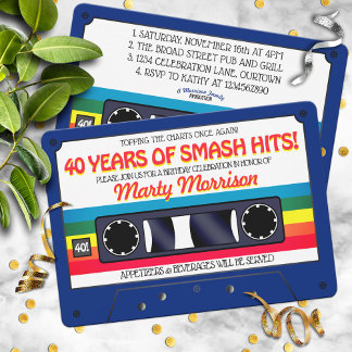 Einladung zur Retro Cassette Geburtstagsparty der 
