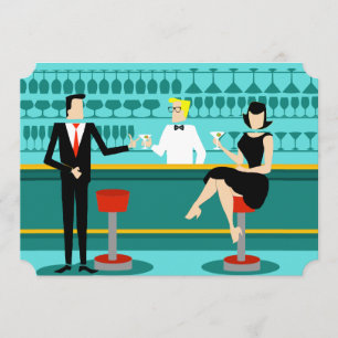 Einladung zur Retro-Cocktail-Lounge, anpassbar